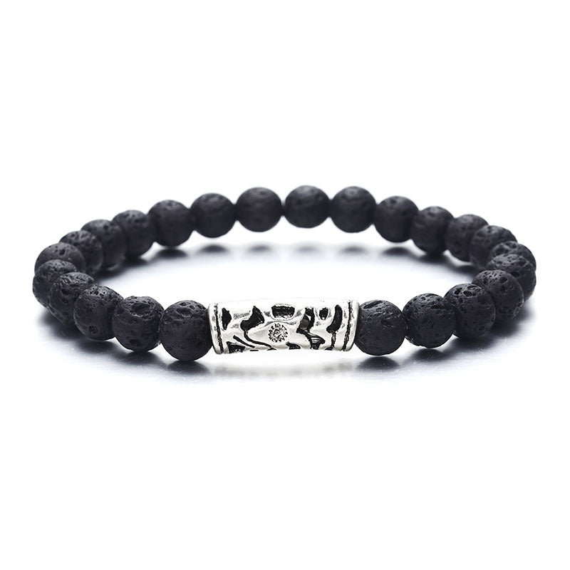 Pulsera de aleación de piedra de lava de ágata natural al por mayor